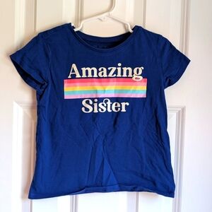 Children's Place Girls Amazing Sister T Shirt Blue Size S (5/6)